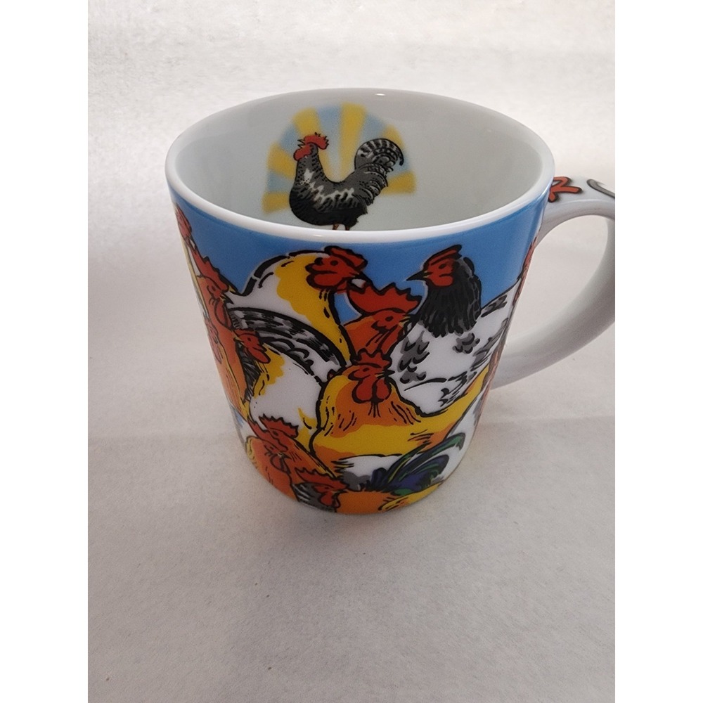 Paul Cardew Roosters Coffee Mug Ceramic Farmhouse Chicken Tea Cup England 2009